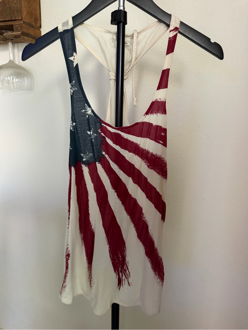 White Crow American Flag Racerback Tank — Small